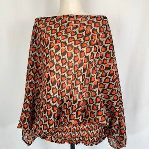Abstract Spade Pattern Dolman Sleeve Blouse